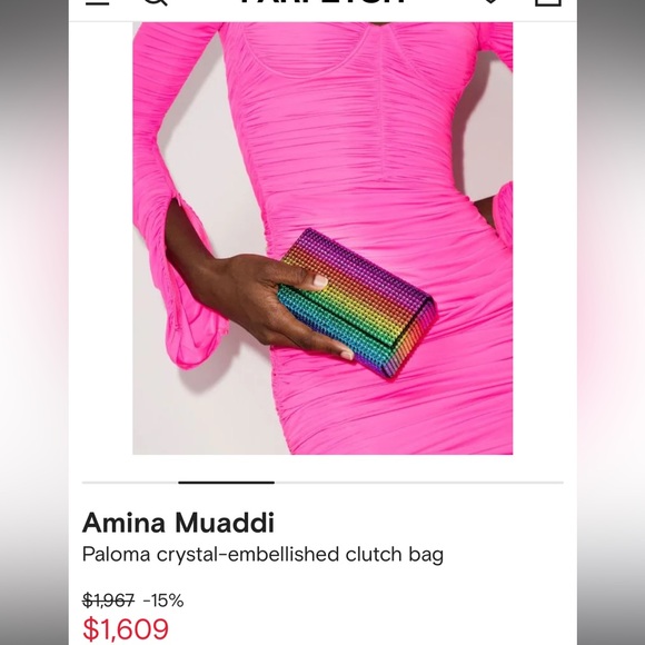 Amina Muaddi Superamini Paloma Rainbow Box Clutch - Picture 8 of 9